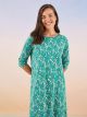 Crew Neck Patterned Long Sleeve Cotton Women's Nightgown