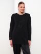 Crew Neck Stone Embroidered Long Sleeve Women's Tunic