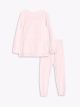 Crew Neck Embossed Letter Pattern Long Sleeve Velvet Girls' Pajamas Set