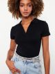 Polo Neck Straight Short Sleeve Women's T-Shirt