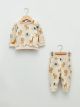 Crew Neck Long Sleeve Patterned Baby Boy Sweatshirt and Pants 2-Pack Set
