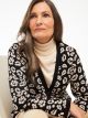 V Neck Patterned Long Sleeve Women's Tricot Cardigan