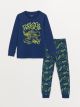 Crew Neck Printed Long Sleeve Boy Pajama Set