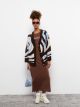 V Neck Patterned Long Sleeve Women's Tricot Cardigan