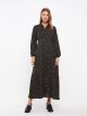 Shirt Collar Polka Dot Long Sleeve Viscose Maternity Dress