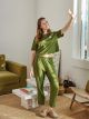 Petite Crew Neck Embroidered Short Sleeve Women's Pajamas Set