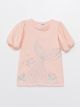 Crew Neck Printed Short Sleeve Girl T-shirt