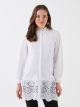 Grandad Collar Embroidered Long Sleeve Maternity Tunic