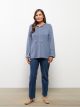 Tie Neck Embroidered Long Sleeve Women's Blouse