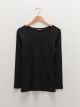 Women's U-Neck Plain Long Sleeve Cotton T-Shirt