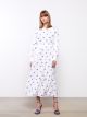 Crew Neck Patterned Long Sleeve Women Dress