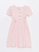 Crew Neck Striped Short Sleeve Girl Dress