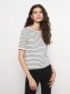 Crew Neck Striped Short Sleeve Women's T-Shirt