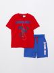 Crew Neck Spiderman Printed Short Sleeve Boy T-Shirt and Shorts