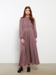 Crew Neck Patterned Long Sleeve Viscose Maternity Dress