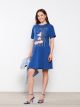 Crew Neck Mickey Mouse Printed Short Sleeve Cotton Maternity Dress