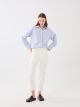 High Waisted Slim Fit Women's Denim Trousers