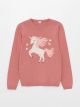 Crew Neck Patterned Long Sleeve Girl Tricot Sweater