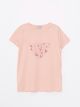 Crew Neck Printed Short Sleeve Cotton Girl T-shirt