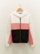 Hooded Collar Color Block Long Sleeve Women's Cardigan
