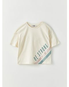 Crew Neck Printed Short Sleeve Cotton Girl T-shirt