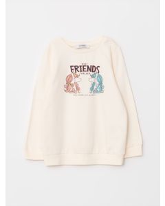 Crew Neck Printed Long Sleeve Girl Sweatshirt