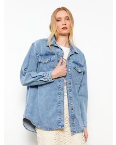 Shirt Neck Regular Long Sleeve Women's Jean Jacket
