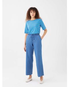 Women's Elastic Waist Wideleg Straight Jean Trousers