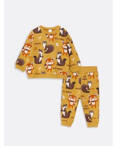 Crew Neck Long Sleeve Printed Baby Boy Sweatshirt and Sweatpants 2-Pack Set