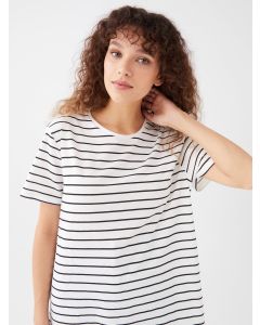 Crew Neck Striped Short Sleeve Women's T-Shirt