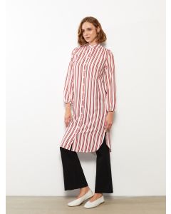 Grandad Collar Striped Long Sleeve Women's Tunic