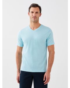 V Neck Short Sleeve Combed Cotton Men's T-shirt
