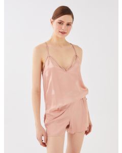 Elastic Waist Patterned Satin Women's Pajama Bottom