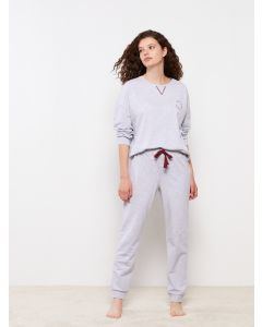 Crew Neck Printed Long Sleeve Women's Pajama Set
