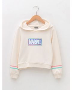 Hooded Marvel Printed Long Sleeve Girls' Sweatshirt