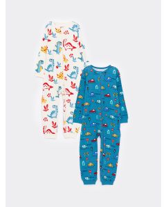 Crew Neck Long Sleeve Printed Baby Boy Jumpsuit 2-Pack