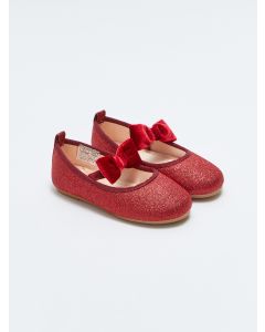 Silvery Bow Detailed Baby Girl Flats