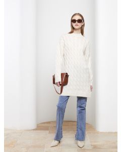 Half Turtleneck Patterned Long Sleeve Women's Knitwear Tunic