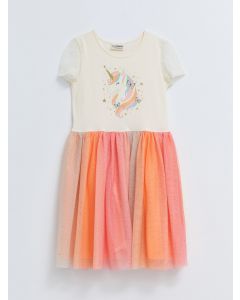 Crew Neck Short Sleeve Girl Dress
