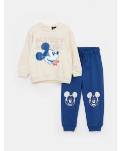 Crew Neck Long Sleeve Mickey Mouse Printed Baby Boy Sweatshirt and Sweatpants 2-Pack Set