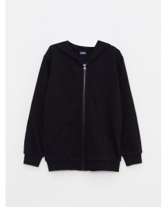 Hooded Basic Long Sleeve Boy Zippered Sweatshirt