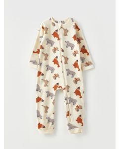 Crew Neck Long Sleeve Printed Fleece Baby Boy Rompers