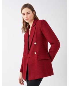 Self-Patterned Long Sleeve Tweed Women's Blazer Jacket