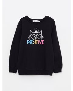 Crew Neck Printed Long Sleeve Girl Sweatshirt