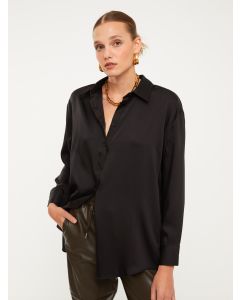 Buttoned Regular Long Sleeve Satin Women's Shirt
