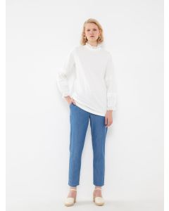 Women's Elastic Waist Regular Denim Trousers