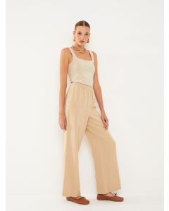 Women's Elastic Waist Relaxed Fit Regular Trousers