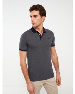 Polo Neck Short Sleeve Patterned Men's T-Shirt