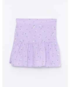 Elastic Waist Patterned Girl Short Skirt