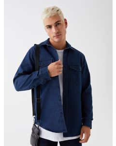 Regular Fit Long Sleeve Men's Jean Shirt